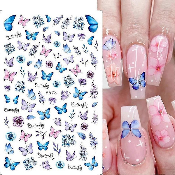10 Ark Fjärils Nagelkonst Dekaler Självhäftande Nageldekaler Vattenöverföring Vanessa Designs Dekorationer För Nagelgel Polish