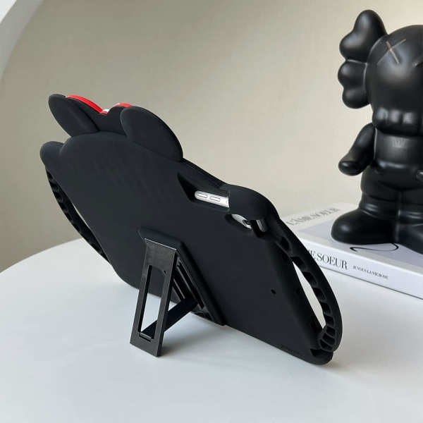Yhteensopiva iPad 9. sukupolven kotelon kanssa 2021/iPad 8. sukupolven kotelon kanssa 2020 10,2 tuumaa, iPad 7. sukupolven kotelo 2019, söpö sarjakuva kotelo jalustalla (musta)