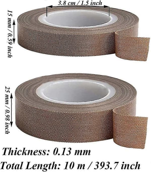 Teflon högtemperaturtejp för manuell vakuumimpulsförseglare (2 storlekar) 2 st (H-4)