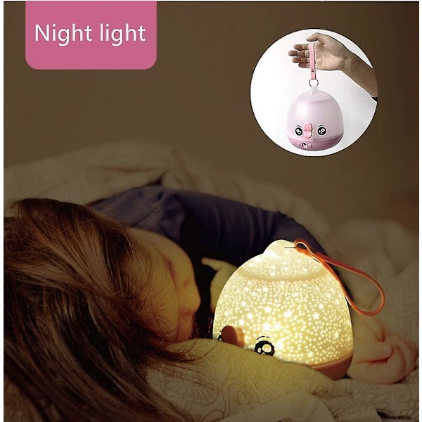 LED-stjärnprojektor med fjärrkontroll och timerdesign nattlampa för barn Rosa