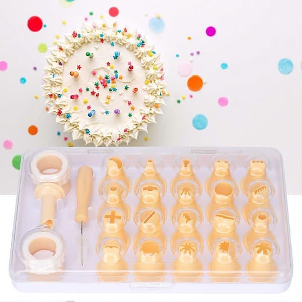 Sæt med 24 plastik tyller til kage, dessert og kagepynt