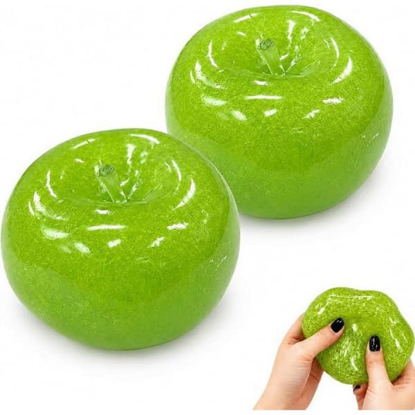 Grøn Æble-Slushy Squishy, Æble-Squishy Crunchy – Sød Blød Klemme-Fidget til Skrivebord & Rejse, Bærbar Sensorisk Beroligende, Ideel Gave til