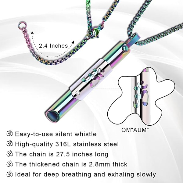 Sluta Röka Halsband, Ångest Andningshalsband, Yoga Mindfulness Meditation Stresslindring Andningshalsband, Rostfritt Stål Andningshalsband Black