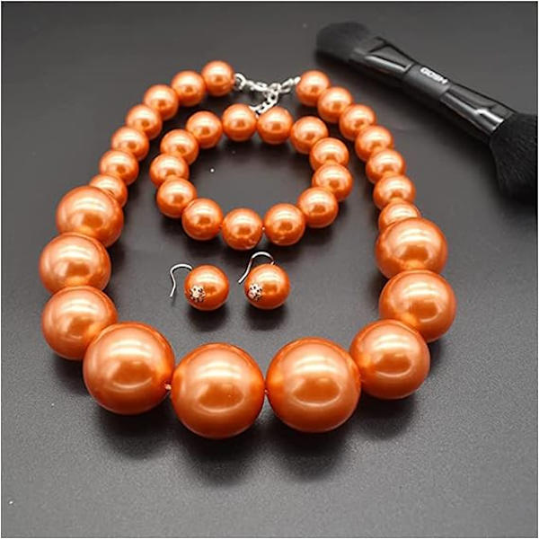 Perle Choker Halskjede Stor Perle Statement Halskjede Trendende Choker Perle Bryllup Smykker for Bruder Boho Perle Smykker Sett