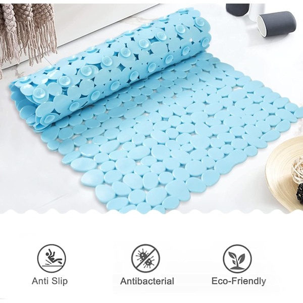 Liukumatonta Kivimuotoista Kylpyammeen Matto Musta 16 W x 35 L Tuumaa (Vain Sileille/Tekstuurittomille Ammeille) Turvallinen Suihkumatto Viemärireikillä, ImuKupit Kylpyhuoneeseen