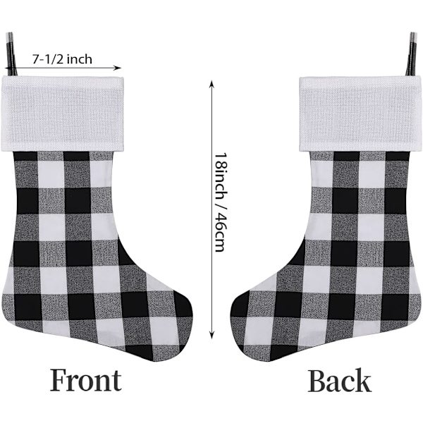 6 Pakke Jule Strømper, 18 Tommer Buffalo Plaid Jule Strømper Store Personlige Strømpe Dekorasjoner for Familie Xmas Feriefest