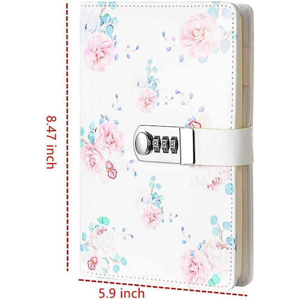 A5 (8,47 x 5,9 tommer) Låsejournal Dagbog Notebook Kombination Låsning Dagbog, Dagbog med Kombinationslås (Stil 4)