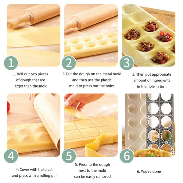 Dumpling Maker Deigpresse Ravioli-form Dumplingform DIY Maker Dumpling Pelmeni Form Pastaform 10 Hull Grønn