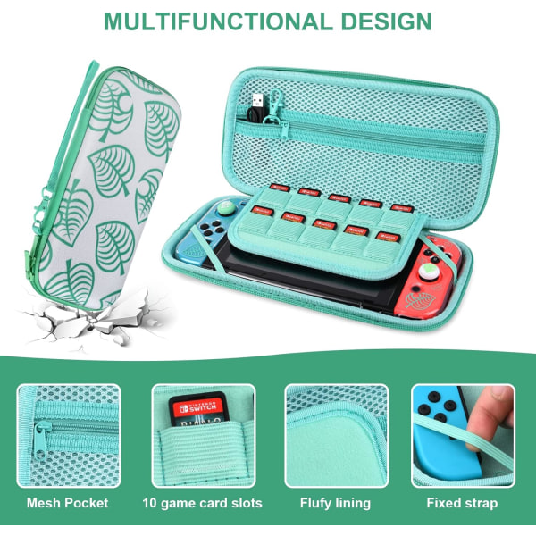 Case för Nintendo Switch, Game Card- case för Nintendo Switch & OLED, Game Card- case Switch-väska, Portable Game 10 Card Holder Lagring (grön)