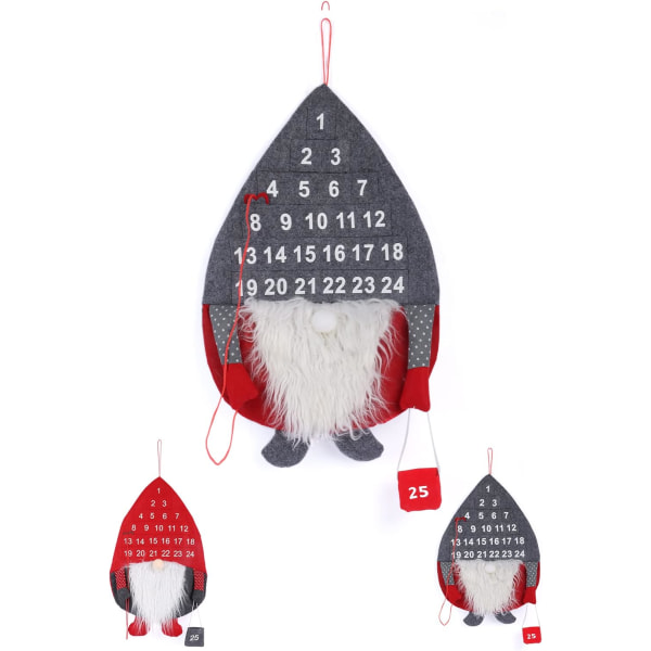Julkalender i filt 2022, väggkalender med 24 fickor för nedräkning till jul, juldekoration, nyårsgåva