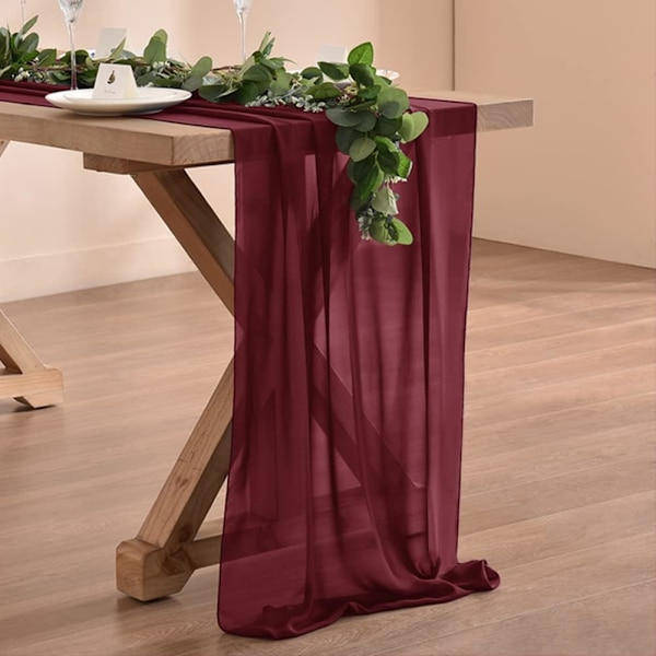 10ft Terrakotta Chiffon Bordløber 29x120 Tommer Bryllupsløber Gennemsigtig Thanksgiving Jule Brudebruser Dekorationer