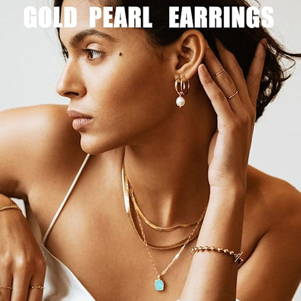 36 par guld øreringe sæt til kvinder piger, mode perle kæde link stud drop dangle øreringe multipack hoop øreringe pakker, allergivenlige øreringe