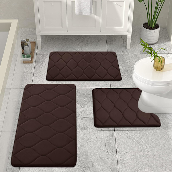 Minnesskum Badrumsmattor, Ultra Mjuk & Halkfri Badmatta, Vattenabsorberande och Maskintvättbar Badrumsmatta för Dusch Badrumsgolv, 24''x16''