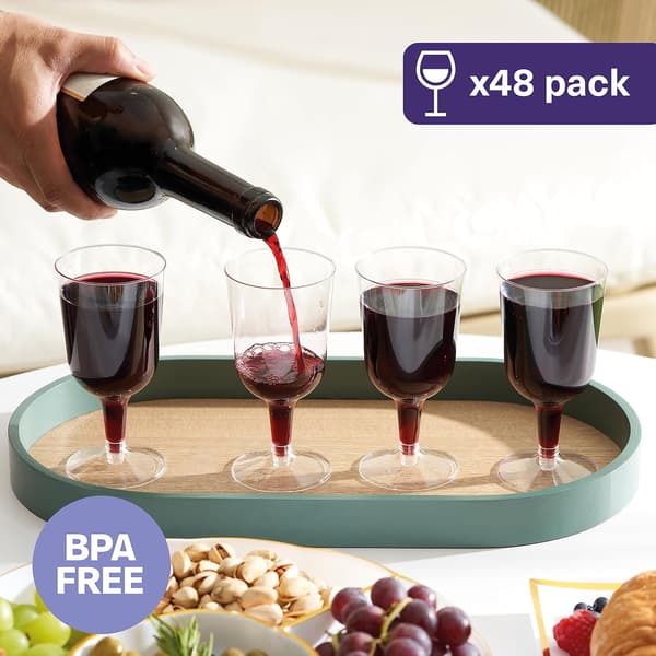 Matana - 48-pack multifunktionella klara vinglas i plast för bröllopsdag, trädgårdsgrillfest - 180 ml translucent 12-pack