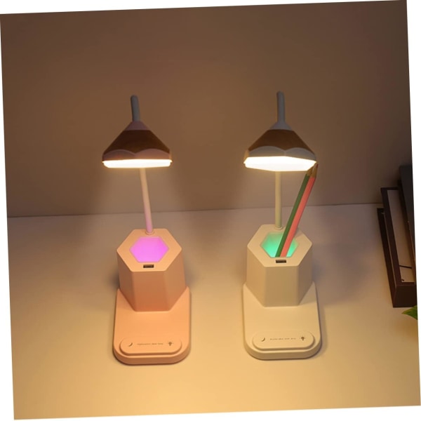 1 stk. bordlys for skrivebord hvit pennbeholder bordlampe ladelampeskrivebordslampe ladepultlampe