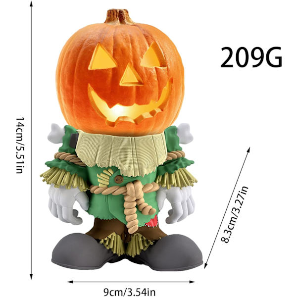 Lysende Gresskar Ridder Statue - LED GNOME Figur Dekorasjon Lys | Halloween Dekorasjon Lampe, Harpiks Bord Nattlys Lampe, Ereqeip