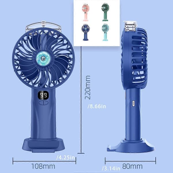 Ventilator USB Håndholdt Bærbar Genopladelig Spraytilstande Kølende Batterigaver Green