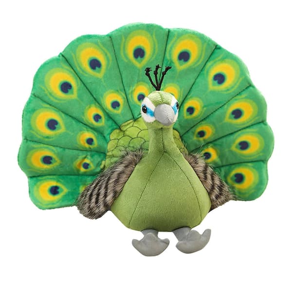 Simulation Doll Plush Stuffed PP Peacock Toy Throw Pillow and Bed and Bedroom Green