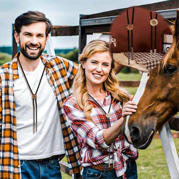 2X Bolo Tie Tilbehør DenimSlips Bolo Tie Udskiftningsendestykke Sæt til DIY Bolo Tie Fremstilling