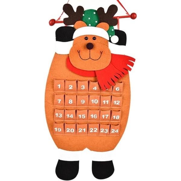 Jul Adventskalender Jul Nedräkning Tygfickor Julgran Hängande Prydnader Dekoration För Hemmakontorsdekor (Älg)
