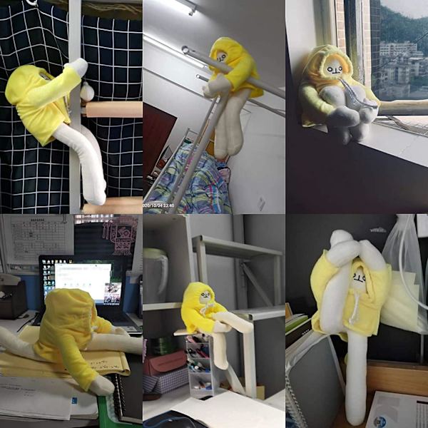 Gosig bananman leksak, 16 tum konstig bananman docka med magnet, rolig poserbar dekompressionsleksak plyschdjur docka presenter (gul)