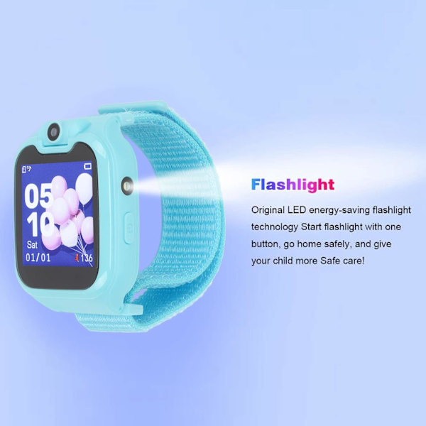 Børns Smart Watch, IP67 Vandtæt Smartwatch til Børns Fødselsdagsgaver til 4-12 År Gamle med HD Kamera Musikafspiller Skridttæller Lommelygte Alarm,SOS