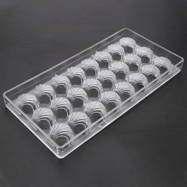 6X Skalform Hård Chokoladeform 3D Musling Polycarbonat Klar Is Gelé Slikform