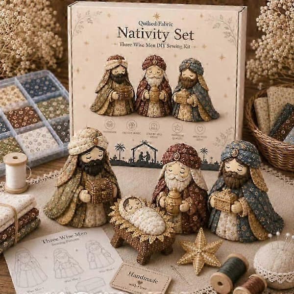 Festligt Julekrybbe Patchwork Sysæt, Gør-det-selv Håndsyning Håndværkssæt, Kreativ Hjemme Borddekoration Sæt