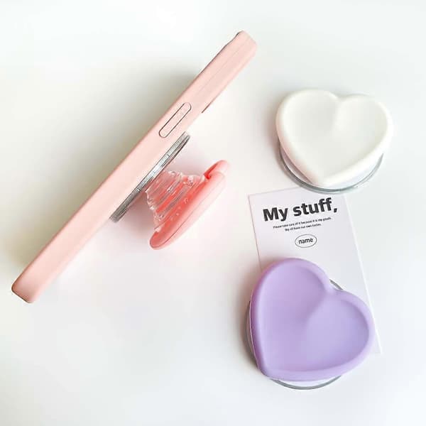 Silicone Heart-Shaped Magnetic MagSafe Stand & Grip Expandable Phone Holder