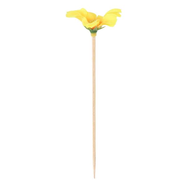 Bambu Fruktspett Blomdesign Matpinnar för Fest 40 st Gul
