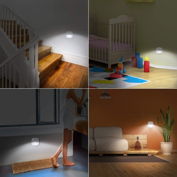 Uppgraderad rörelsesensorlampa, sladdlös batteridriven LED-nattlampa, vägglampa, garderobsbelysning, säkra lampor för trappor (vit - paket med 3)