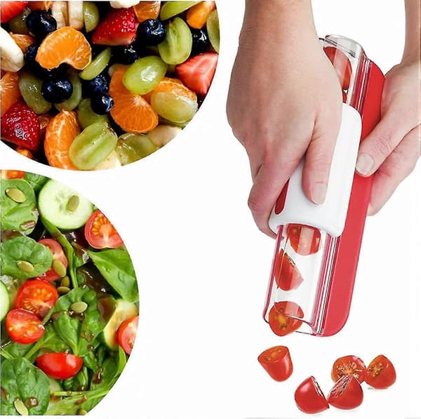 1 pakke tomatdruekutter kirsebærblåbærkutter frukt grønnsakssalat pizzaredskap kutter PXCL
