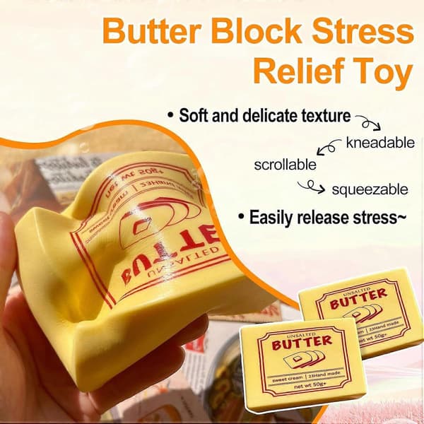 Langsomt Tilbagefjedrende Smør Squishy Klemmelegetøj, Ost Squishy Fidget Legetøj, Voksne Sensorisk Stressaflastende Squishy Terning, Blød og Elastisk, Festgave 2PCS