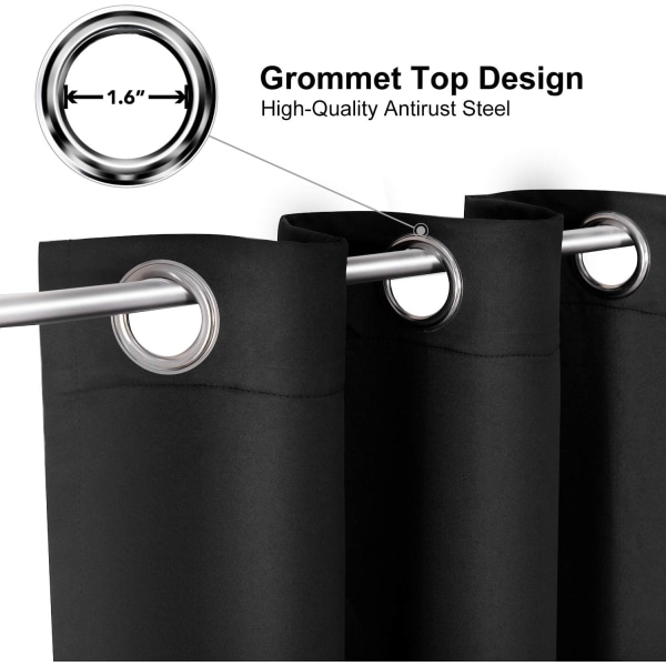 Grommet-gardiner med blackout for soverom og stue - 2 paneler sett termisk isolerte rommørkende gardiner 42 x 63 tommer