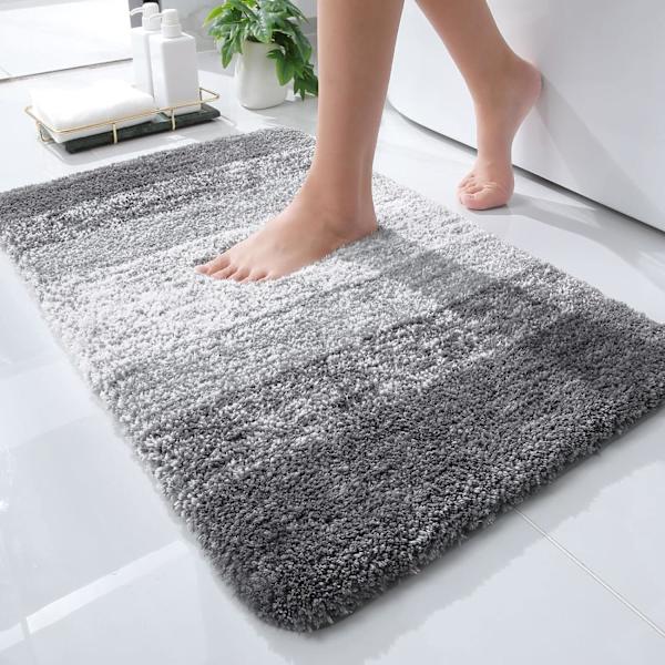 Luksuriøs Badeværelsesmåtte 20x30, Ekstra Blød og Absorberende Mikrofiber Bademåtte, Skridsikker Plysset Shaggy Badetæppe