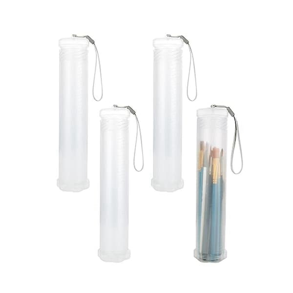 4-pack Utdragbart Fodral för Målarpenslar i Plast, Klar Lång Målarpenselhållare, Förvaring Pennbehållare