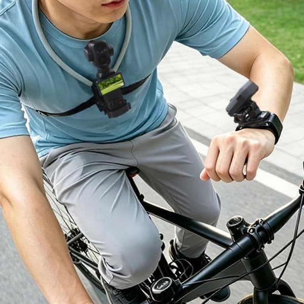 Expandable Enveloping Camera Mount with Neck Strap and Wrist Strap — Non-slip PLA Bracket, Double Cold Shoe