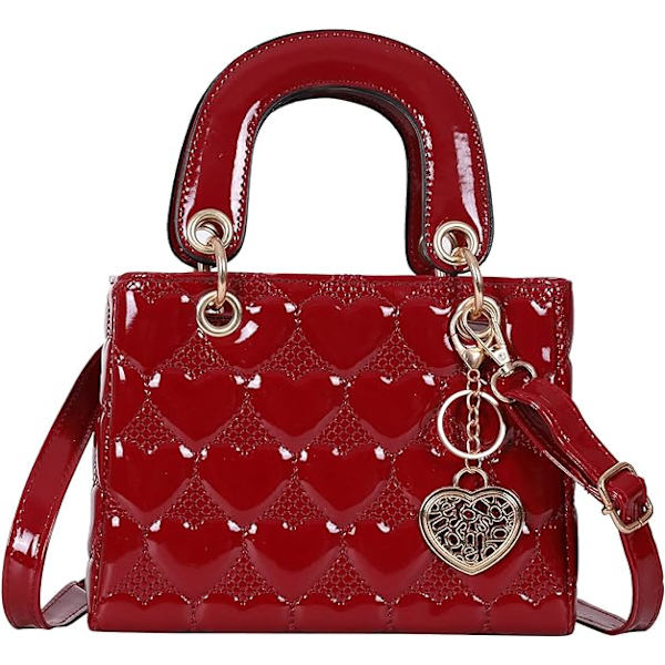 Punger og vesker for kvinner skinnende lakk damer PU skinn mote topphåndtak veske skulder crossbody tote vesker