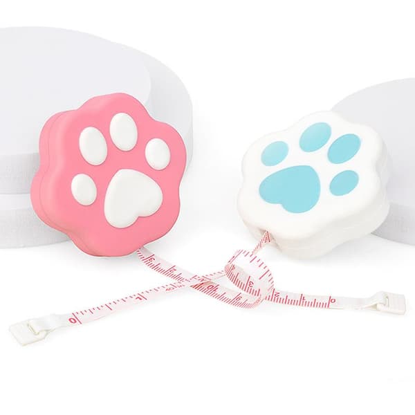 Mini Kattfot-formad Infällbar Kroppsmåttband med Tryckknapp Infällbar Kropp Rosa Pink 1pc