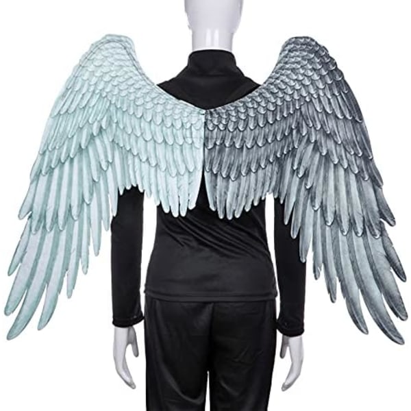 1 pakke 3D engelvinger kostume med elastiske stropper Halloween fest Mardi Gras cosplay tilbehør (farve: hvid og sort)
