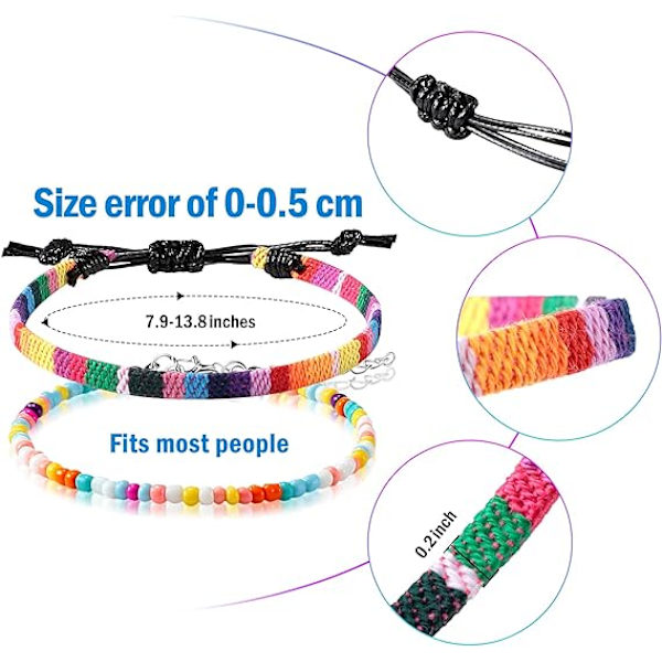 6 stk. Ankelkjede Justerbar Boho Surfer Ankelkjede Tynn Tau Unisex Håndlaget Strand Ankelkjede Ankelkjede Bohemia Ankelkjede Kjede