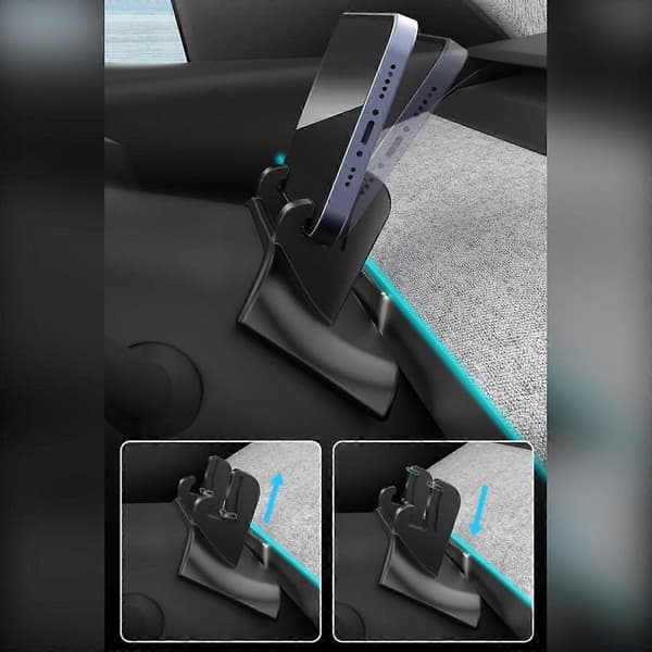 Rear Steering Wheel Mount for Mobile Compatible with Tesla Model 3 and Model Y Double Compartment ABS Holder with Removable Adhesive