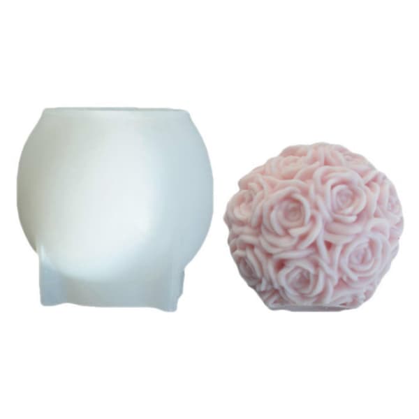 Rosekugle Silikoneform 3D Blomsterlysform Non-stick Nem at afmontere til DIY Lys Gips Kage Fondant Chokolade