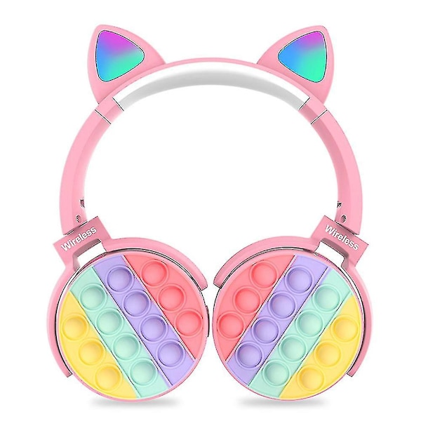 Bluetooth-hörlurar med pop-bubblor, silikon-pop-fidget-leksak rosa