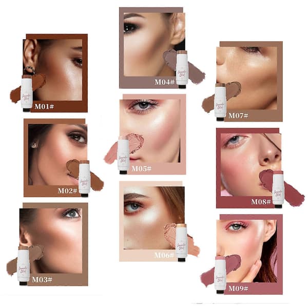 2-i-1 Rouge-stift Konturstift Highlighter-stift Sminkestifter Dobbelthodet Highlighter- og Konturstifter