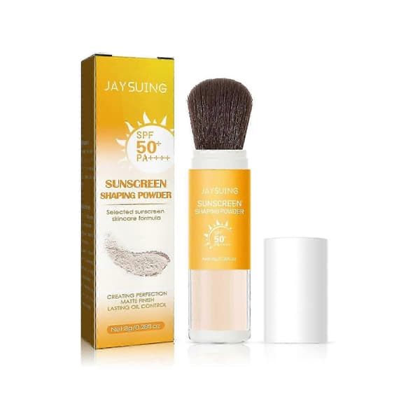 feeling SPF 50 Setting Powder med børste, Transparent oliekontrollerende solcreme løst pudder 8g