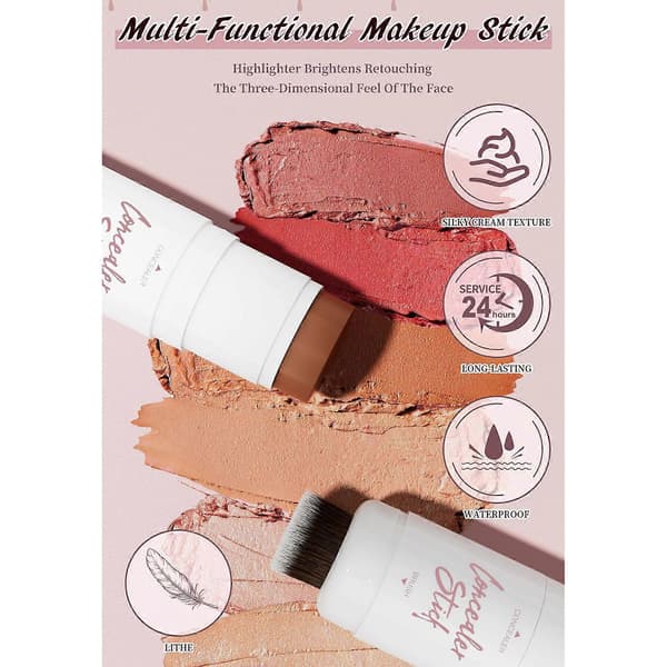 2 i 1 Dubbelhövdad Highlighter Stick Bronzer Stick Contouring Stick Multifunktionella Sminkpennor Rouge Stick