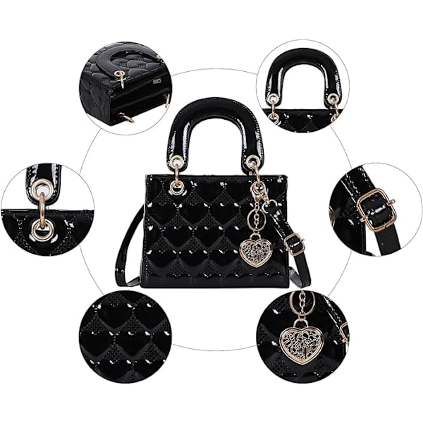 Punge og håndtasker til kvinder Shiny Patent Ladies PU læder Fashion Top Handle Satchel Skulder Crossbody Totes tasker