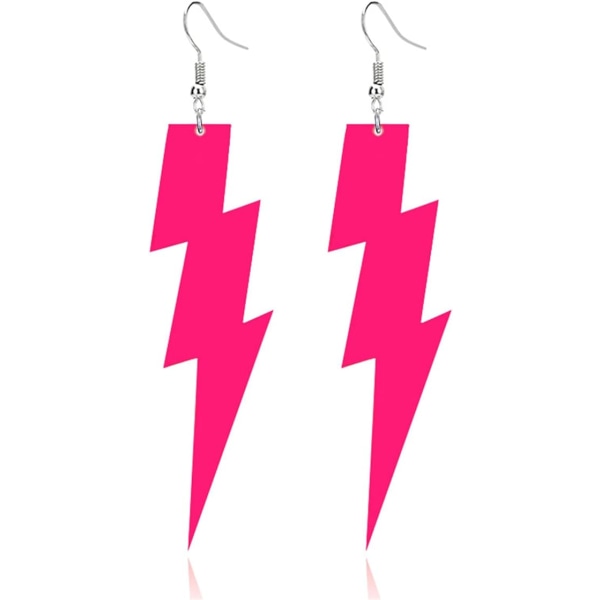 Acrylic Exaggerated Lightning Earrings Statement Punk Retro Geometric Delicate Neon Personalized Earrings Accessory,Xmas Gift for Women Girl(Pink)