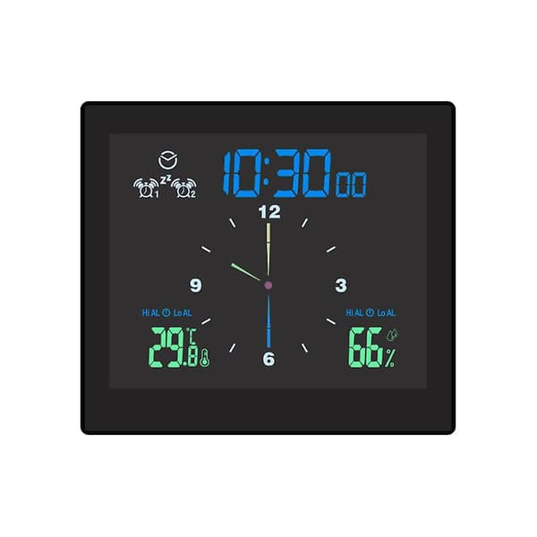 Waterproof Silent Clock Bathroom Electronic Wall Clock Temperature and Humidity Clock with Suction Cup Kitchen Moisture-proof Timer 11.8x10.5x3.5cm 11.8x10.5x3.5cm black